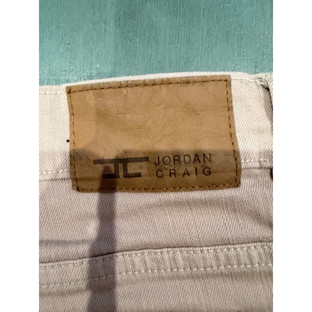 Jordan Craig Mens Distressed Denim Shorts Tan Sand Rip & Repair J3187S Size 36